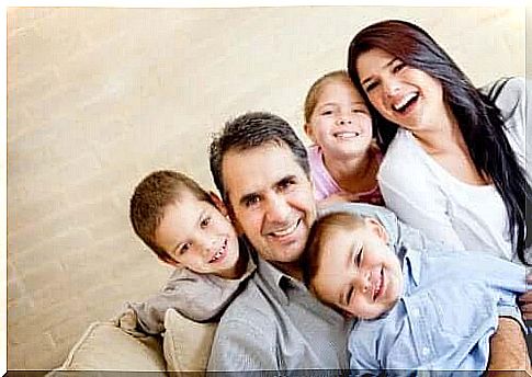 Children in bonus families: mother, father and three children