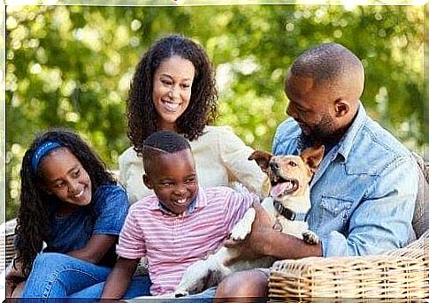 children's basic needs: family with dog together