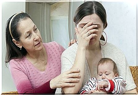 Stressed mother receives support