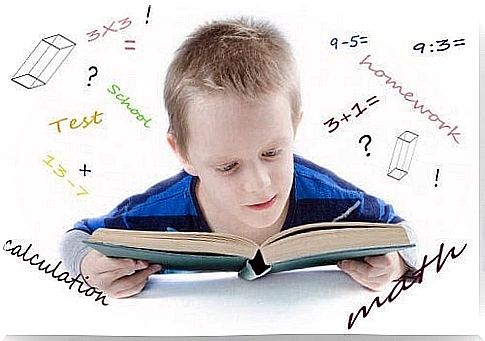 math skills: boy does homework