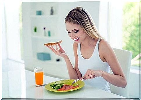 woman eating food