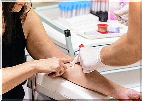 my child's blood type: person takes blood sample