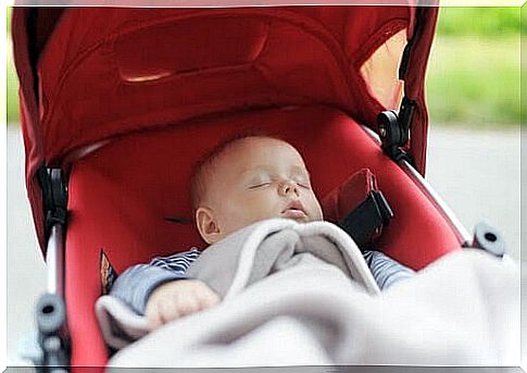 Baby sleeping in stroller